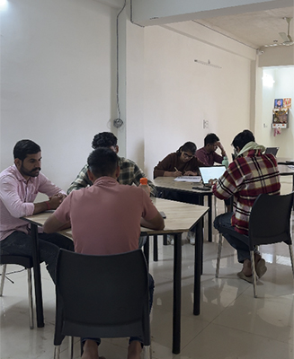 Group of students practicing coding and design at Adwoks Academy Jaipur's modern learning lab